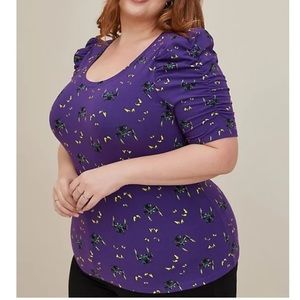 TORRID NWT DISNEY THE HAUNTED MANSION FOXY PUFF SLEEVE TOP. HALLOWEEN